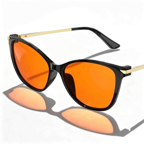 179-Night Ease™ Cat Eye Orange Sleep Glasses – Black