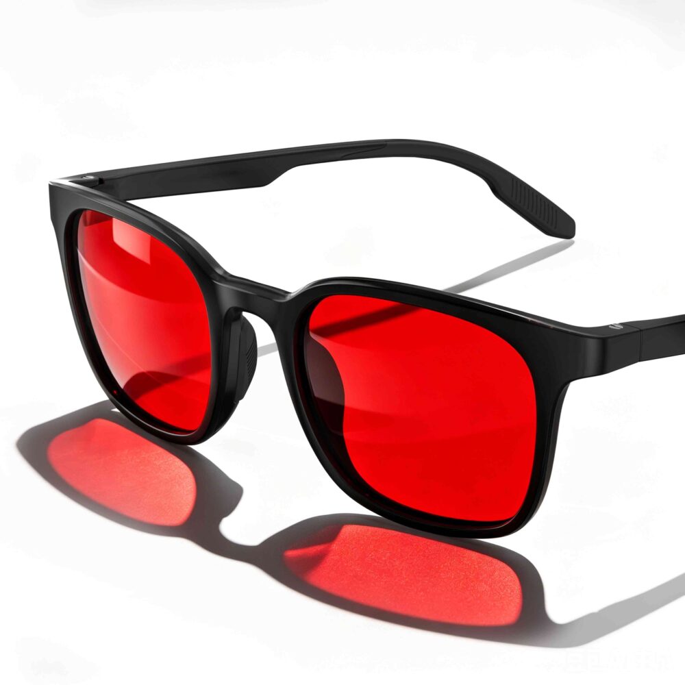 266-Night Ease™ Rounded Square Red Tinted Glasses for Sleep – Black 266-Night Ease™ Rounded Square Red Tinted Glasses for Sleep – Black