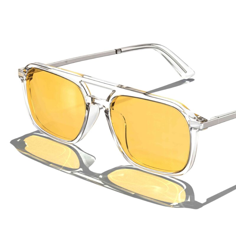 Amber Shield Oval Aviator Light Sensitivity Glasses - Clear