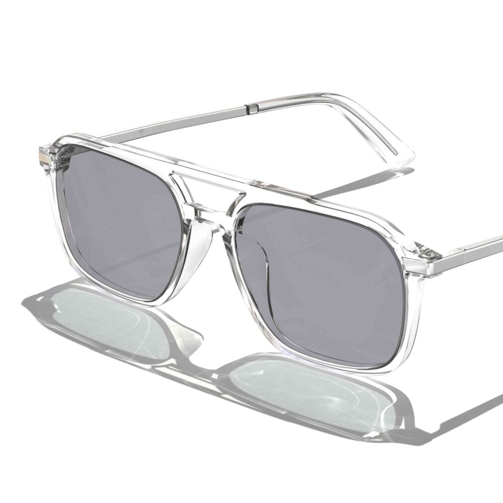 3093-Gray Relief Oval Aviator Migraine Glasses – Clear Silver