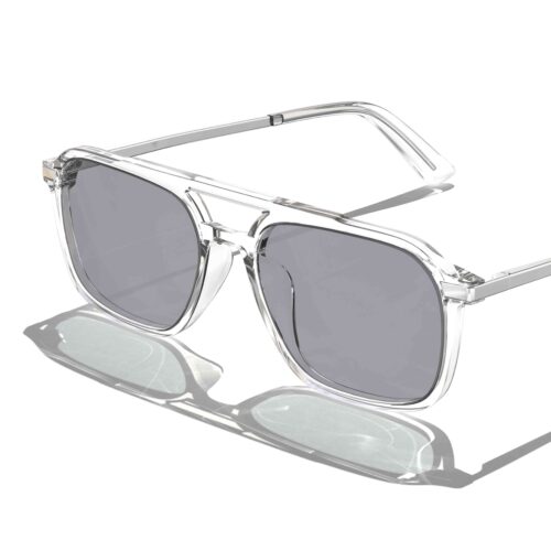 3093-Gray Relief Oval Aviator Migraine Glasses – Clear Silver