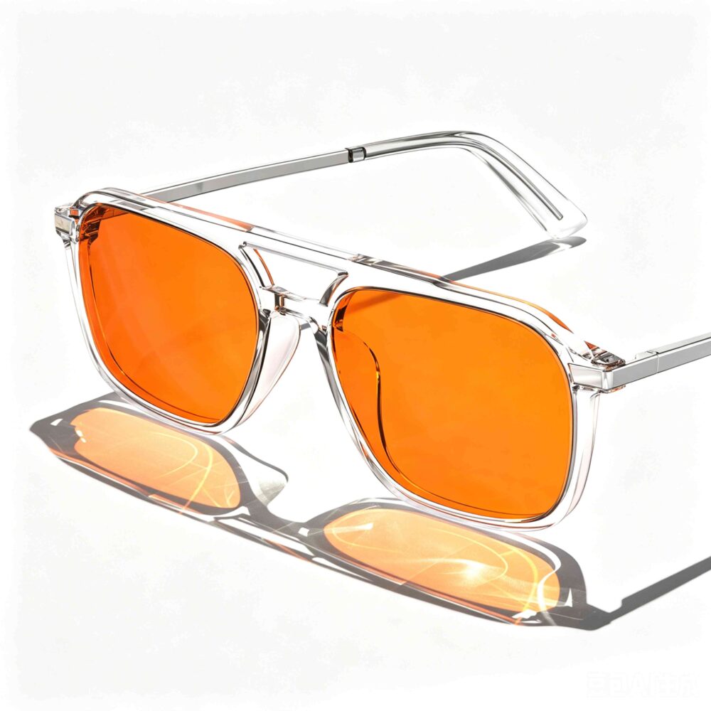 3093-Night Ease™ Oval Aviator Orange Lens Glasses for Night – Clear