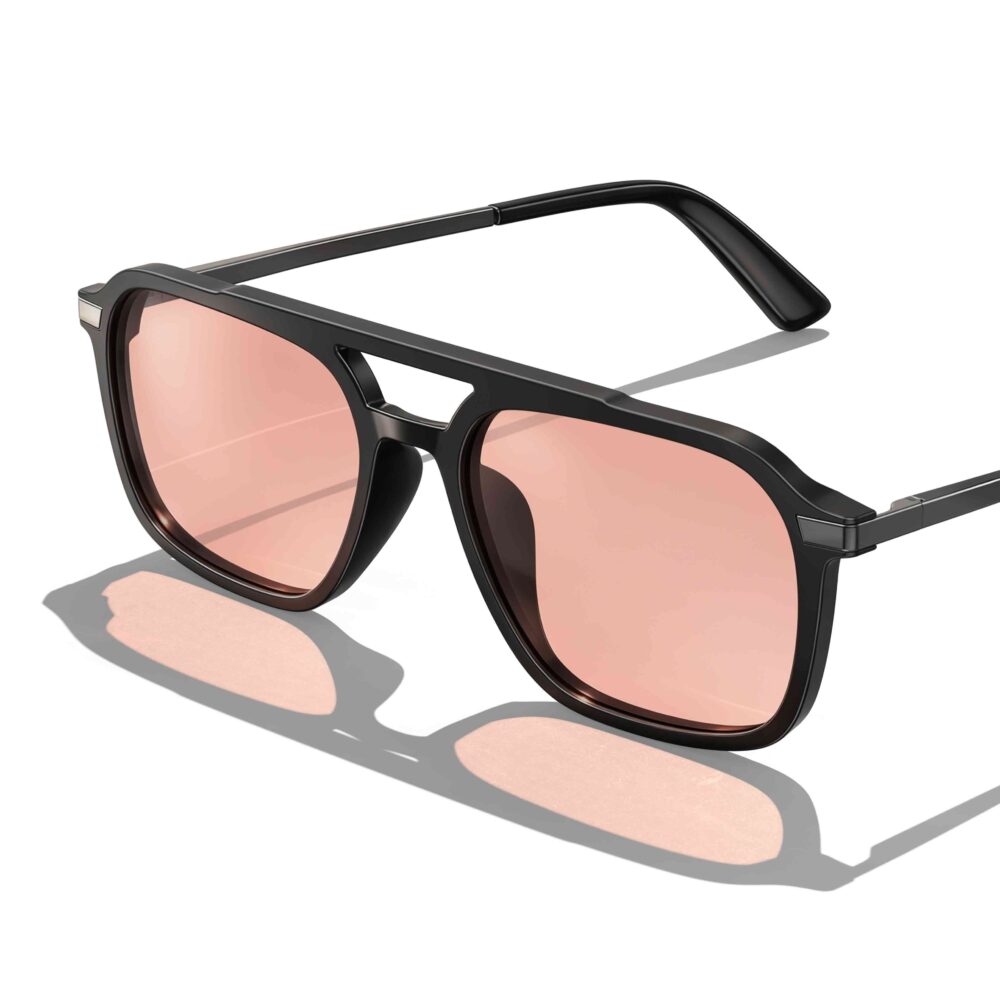 3093-Rose Relief™ Oval Aviator Pink Migraine Glasses – Black Gunmetal
