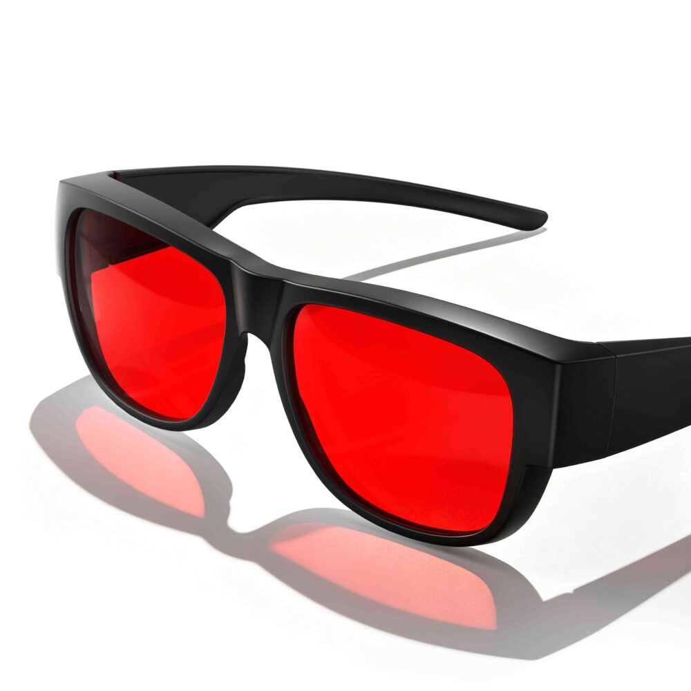 3096-Night Ease™ Square Fitover Red lens glasses for sleep