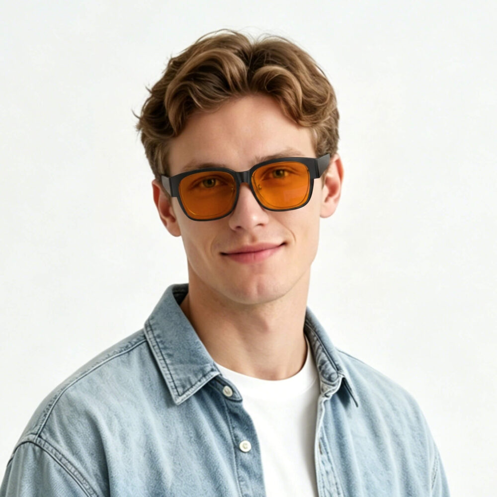 3098-Night Ease™ Square Fitover Orange Sleep Glasses – Tall Fit