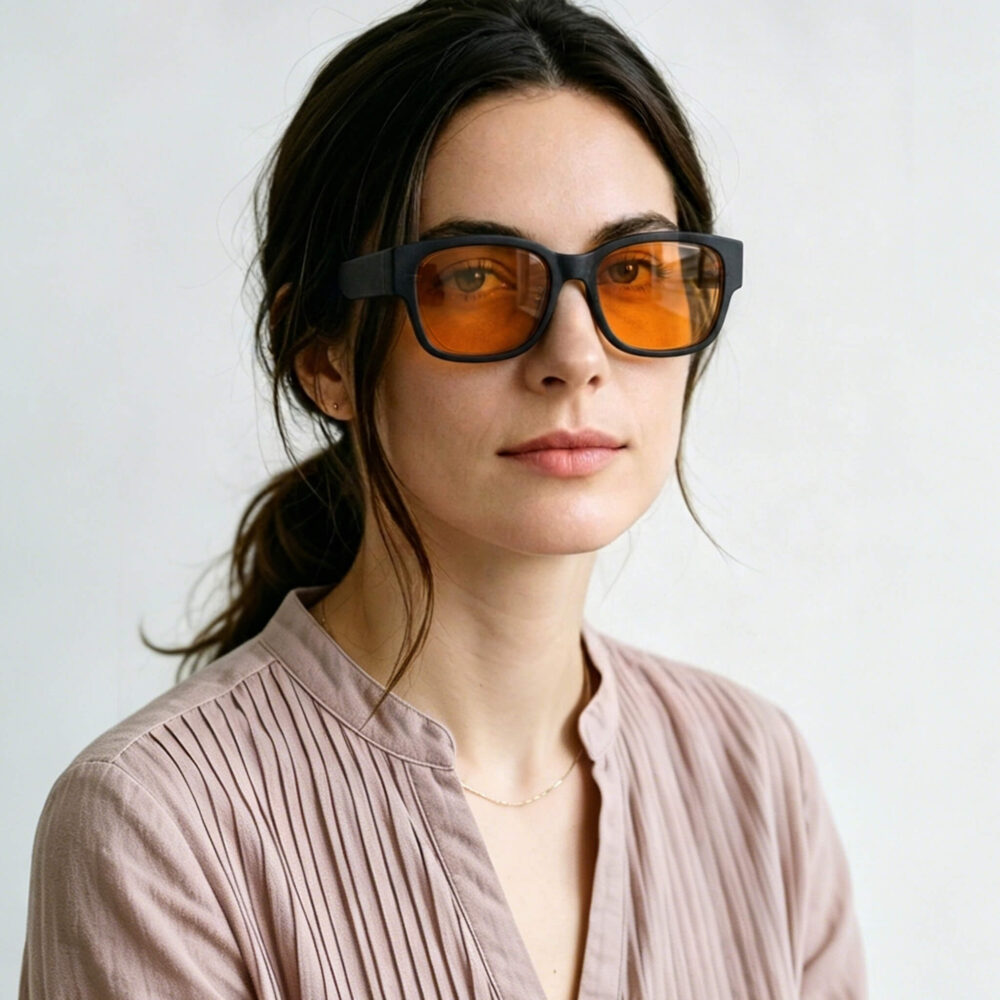 3098-ccNight Ease™ Square Fitover Orange Sleep Glasses – Tall Fit
