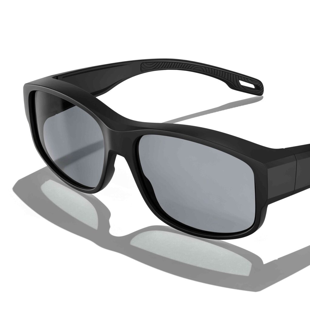 3492-Gray Relief Rectangle Fitover Migraine Glasses – Black