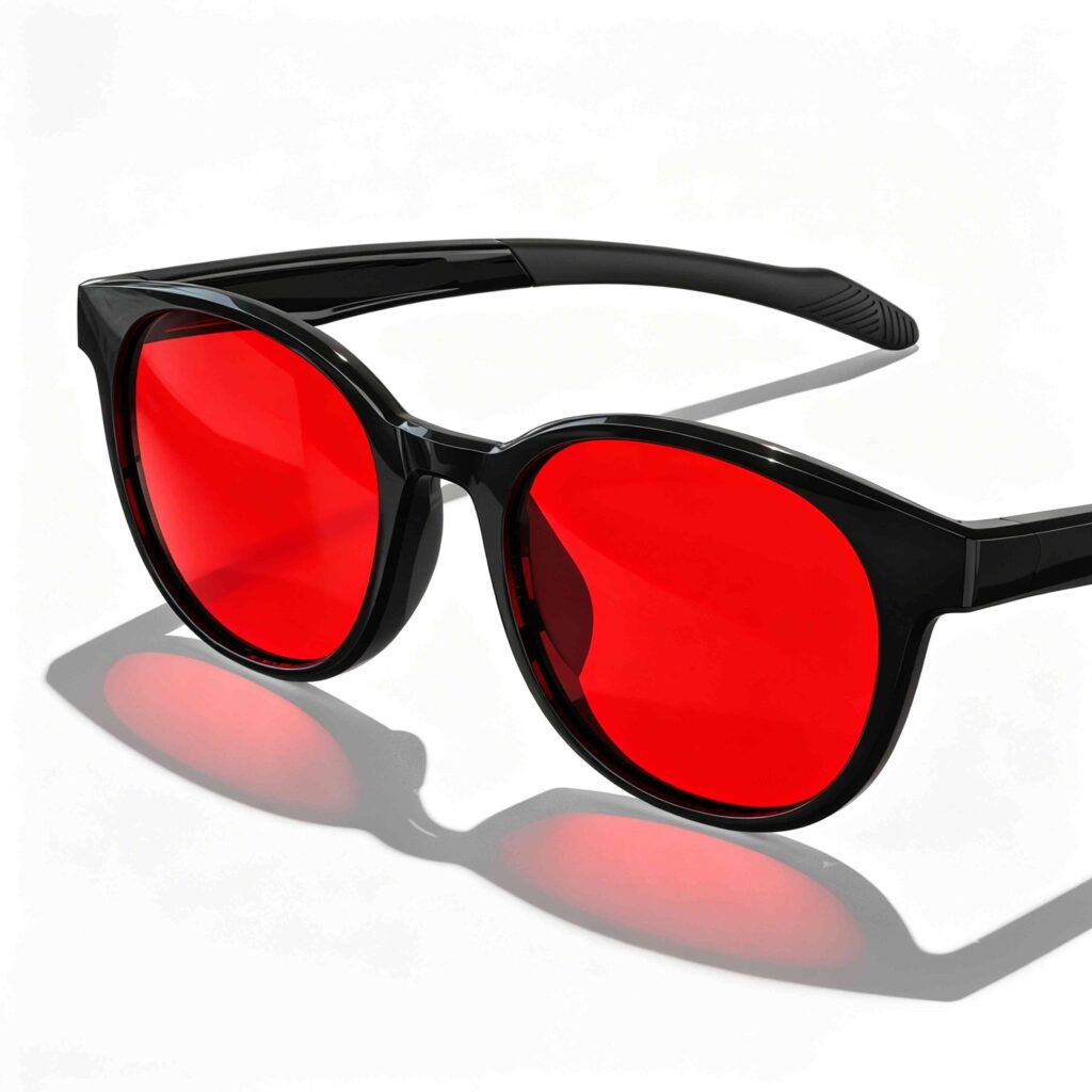 5110-Night Ease™ Round Red Lens Glasses for Sleep – Black