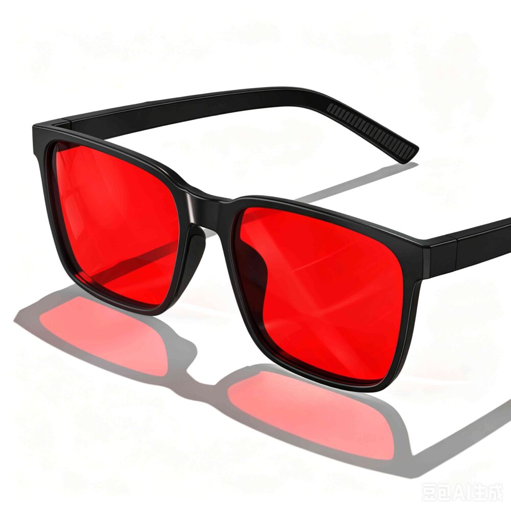 8810-Night Ease™ Square Red Lens Blue Light Glasses – Black