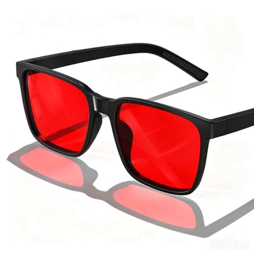 8810-Night Ease™ Square Red Lens Blue Light Glasses – Black