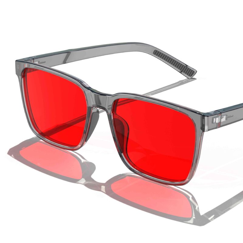 Night Ease™ Square Red Lens Prescription Blue Light Glasses - Gray