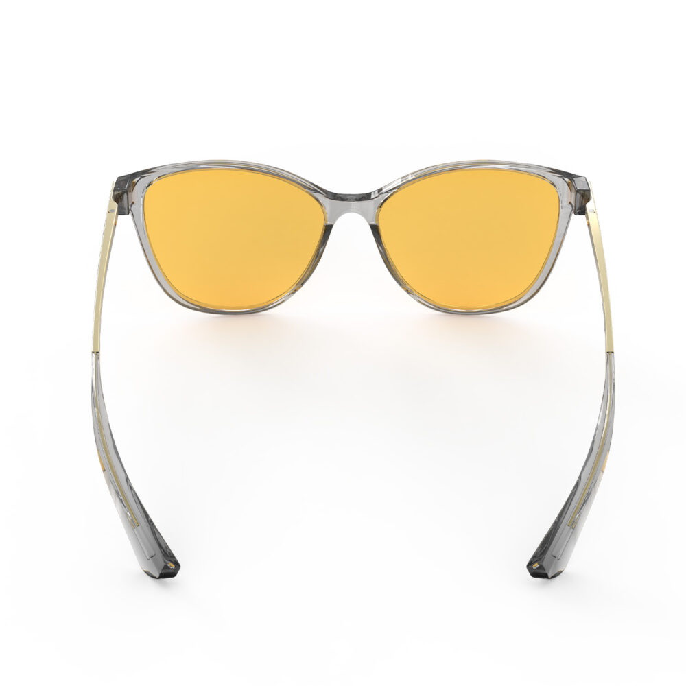A Back view of Gloojo Amber Shield Amber Lens Cat Eye Light Sensitivity Glasses – Grey Gold-1