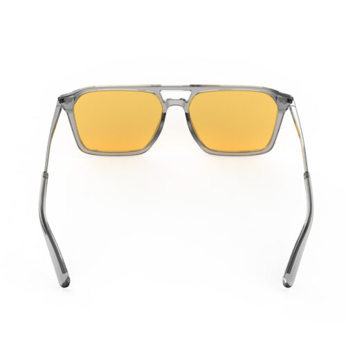A Back view of Gloojo Amber Shield Amber Lens Square Aviator Light Sensitivity Glasses – Grey Gunmetal-1