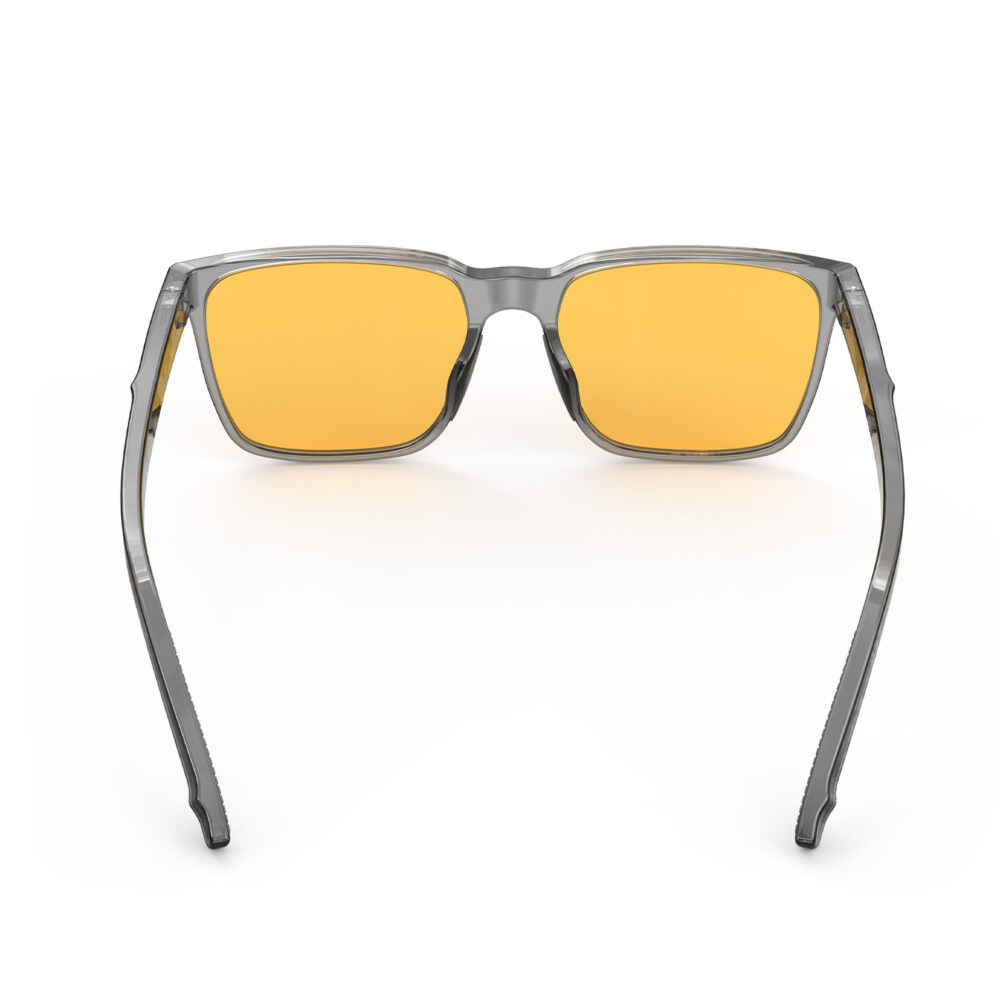 A Back view of Gloojo Amber Shield Classic Square Light Sensitivity Glasses - Grey-1