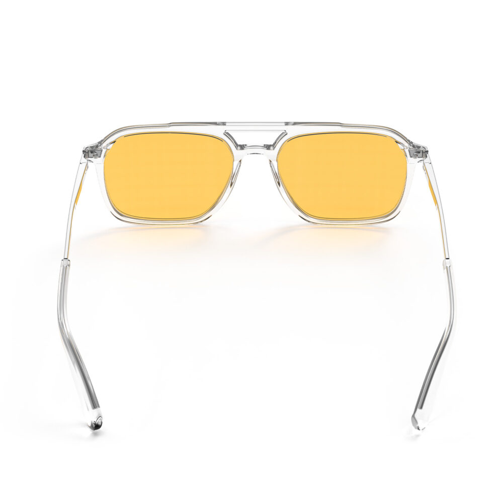 A Back view of Gloojo Amber Shield Oval Aviator Light Sensitivity Glasses - Clear-1