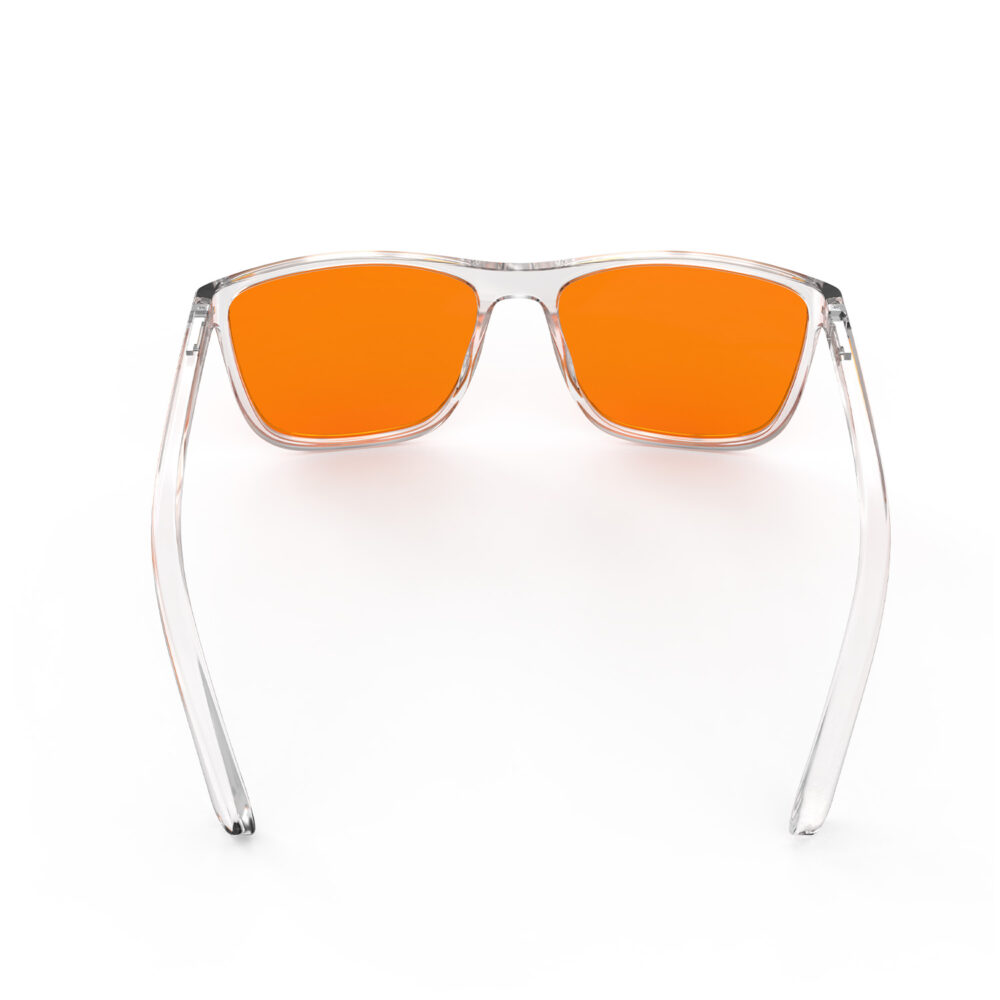 A Back view of Gloojo Night Ease Orange Lens Wayfarer Sleep Glasses-Clear-Pro A Back view of Gloojo Night Ease Orange Lens Wayfarer Sleep Glasses-Clear-Pro