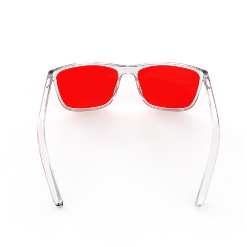 A Back view of Gloojo Night Ease Wayfarer Red Lens Glasses for sleep-Clear-Pro