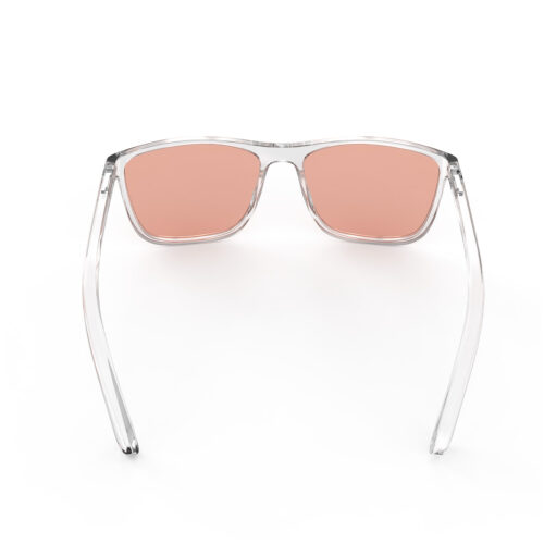 A Back view of Gloojo Rose Relief Rose Lens wayfarer Migraine Glasses – CLear-Pro