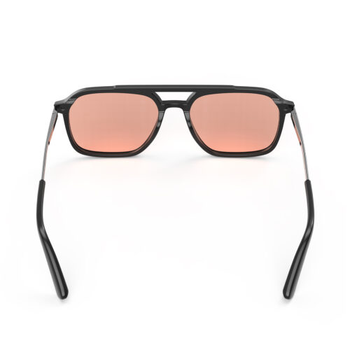 A Back view of Gloojo Rose Relief™ Oval Aviator Pink Migraine Glasses - Black Gunmetal