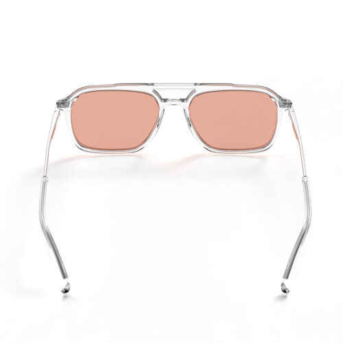 A Back view of Gloojo Rose Relief™ Oval Aviator Pink Migraine Glasses - Clear Silver