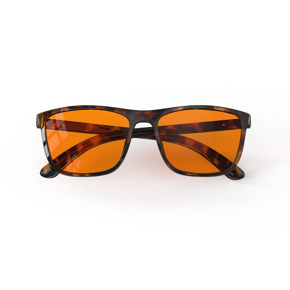 A Folded front view of Gloojo Night Ease Orange Lens wayfarer Sleep Glasses-Tortoiseshell-Pro A Folded front view of Gloojo Night Ease Orange Lens wayfarer Sleep Glasses-Tortoiseshell-Pro