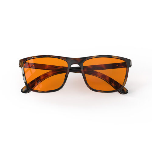 A Folded front view of Gloojo Night Ease Orange Lens wayfarer Sleep Glasses-Tortoiseshell-Pro A Folded front view of Gloojo Night Ease Orange Lens wayfarer Sleep Glasses-Tortoiseshell-Pro