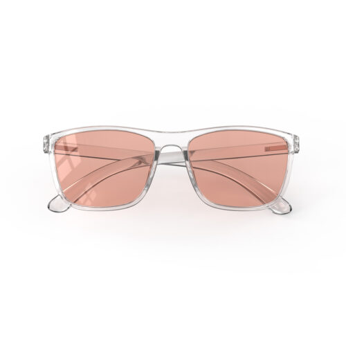 A Folded front view of Gloojo Rose Relief Rose Lens wayfarer Migraine Glasses – CLear-Pro