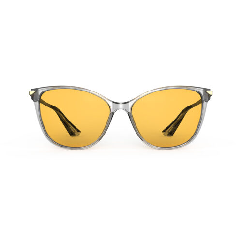 A Front view of Gloojo Amber Shield Amber Lens Cat Eye Light Sensitivity Glasses – Grey Gold-1