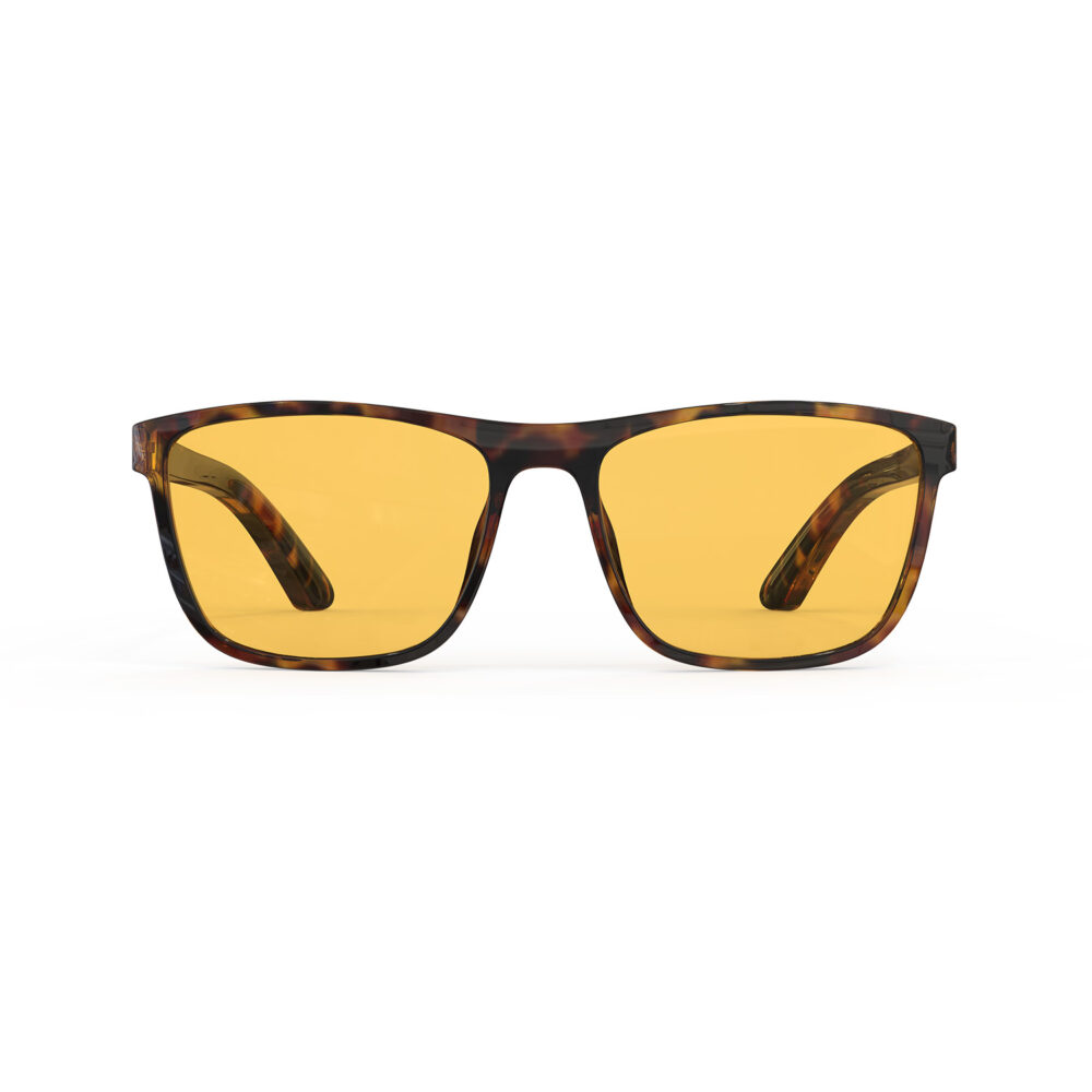 A Front view of Gloojo Amber Shield Amber Lens wayfarer Light Sensitivity Glasses – Tortoiseshell-1