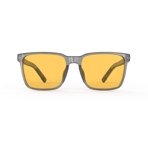 A Front view of Gloojo Amber Shield Classic Square Light Sensitivity Glasses - Grey-1