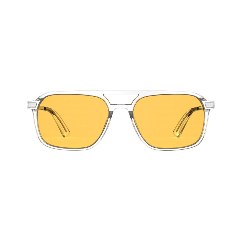 Amber Shield Oval Aviator Light Sensitivity Glasses - Clear