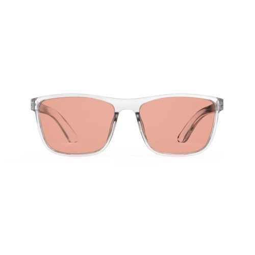 A Front view of Gloojo Rose Relief Rose Lens wayfarer Migraine Glasses – CLear-Pro