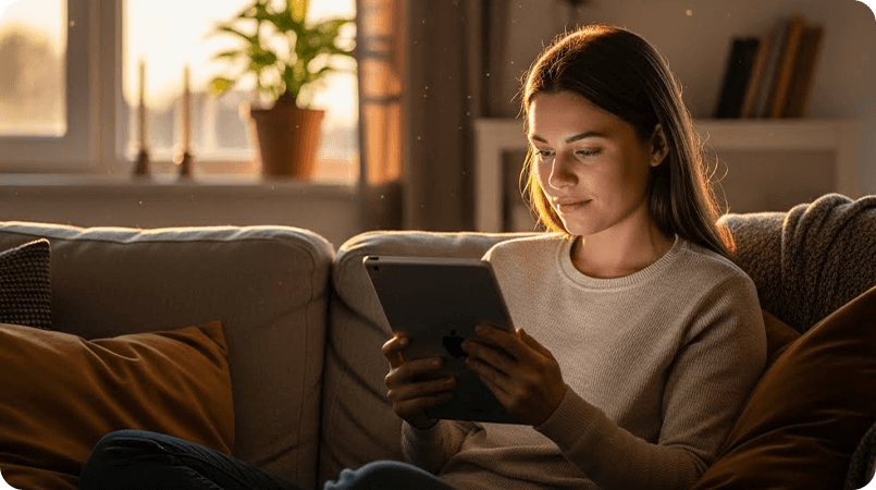 Gloojo-Amber-Shield-Lifestyle-Evening-Tablet-Browsing