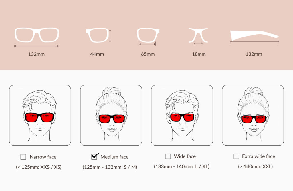 3002-glasses-size-chart-of-Night Ease™ Wrap Around Red Lens Sleep Glasses – Black