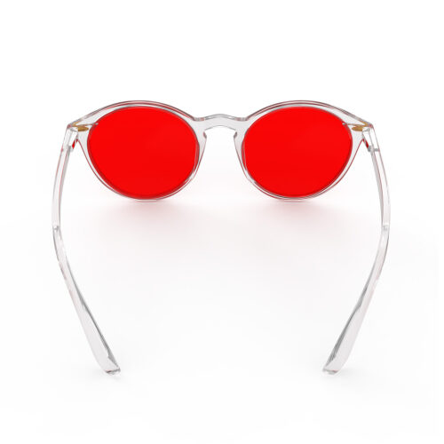A Back view of Gloojo Night Ease™ Round Red Sleep Glasses - Clear