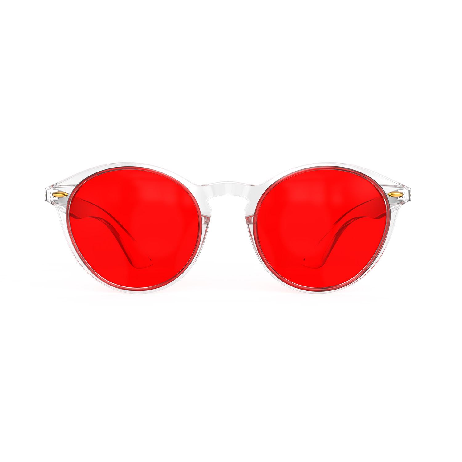 Night Ease™ Round Red Prescription Sleep Glasses – Clear