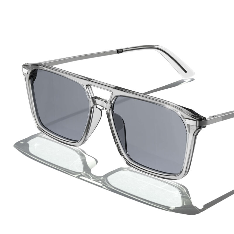 Gray Relief Square Aviator Migraine Glasses – Gray Gunmetal