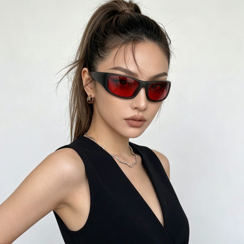3002h-Night Ease™ Wrap Around Dark Red Lens Sleep Glasses – Black