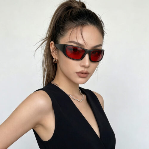 3002h-Night Ease™ Wrap Around Dark Red Lens Sleep Glasses – Black