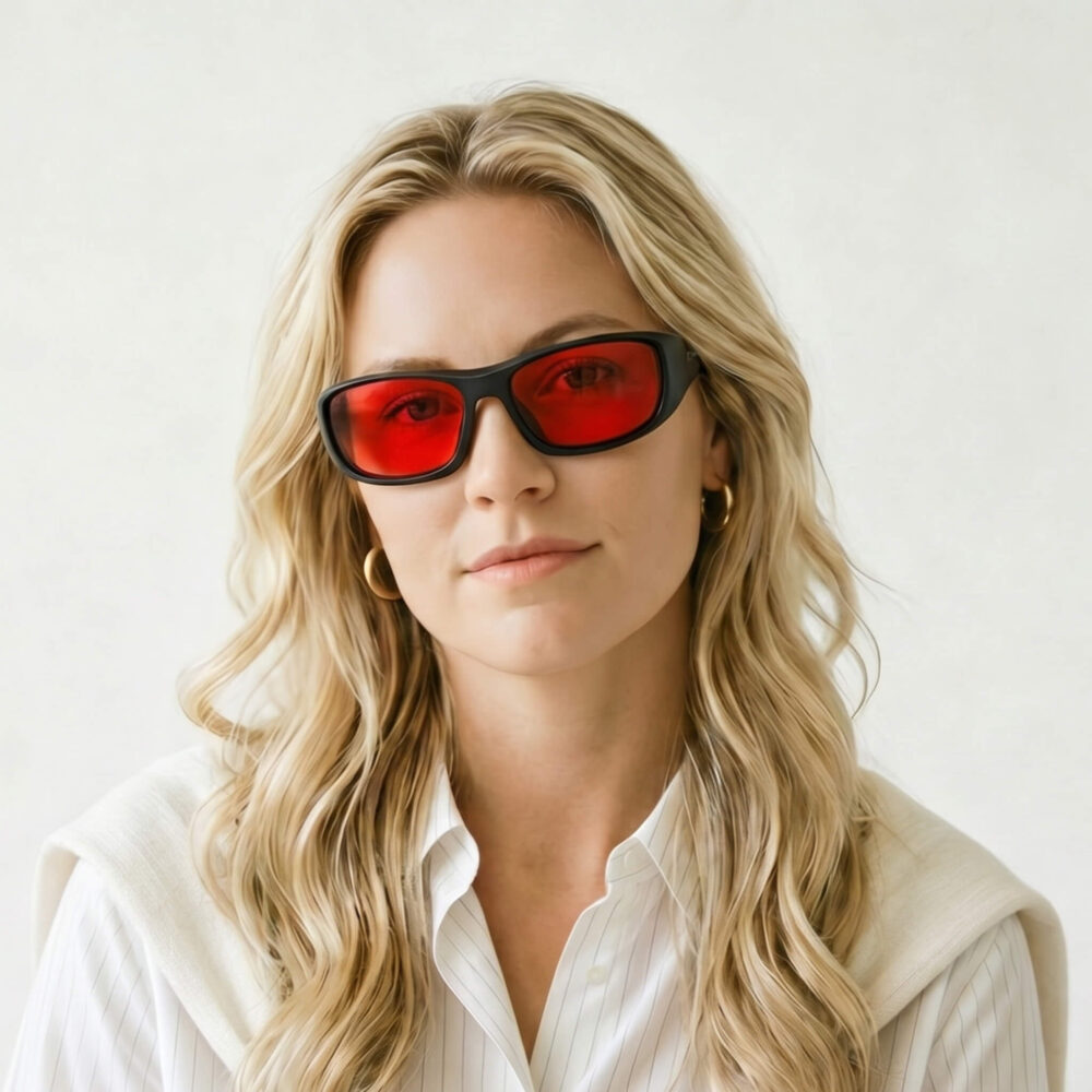 Night Ease™ Wrap Around Red Lens Sleep Glasses - Black