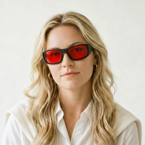 Night Ease™ Wrap Around Red Lens Sleep Glasses - Black