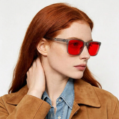 Night Ease™ Square Red Lens Blue Light Glasses - Grey