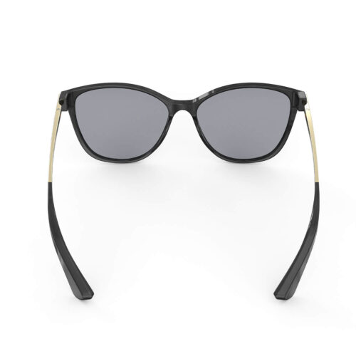 A Back view of Gloojo Light Gray Tint Cat Eye Blue Light Glasses for Migraine - Black