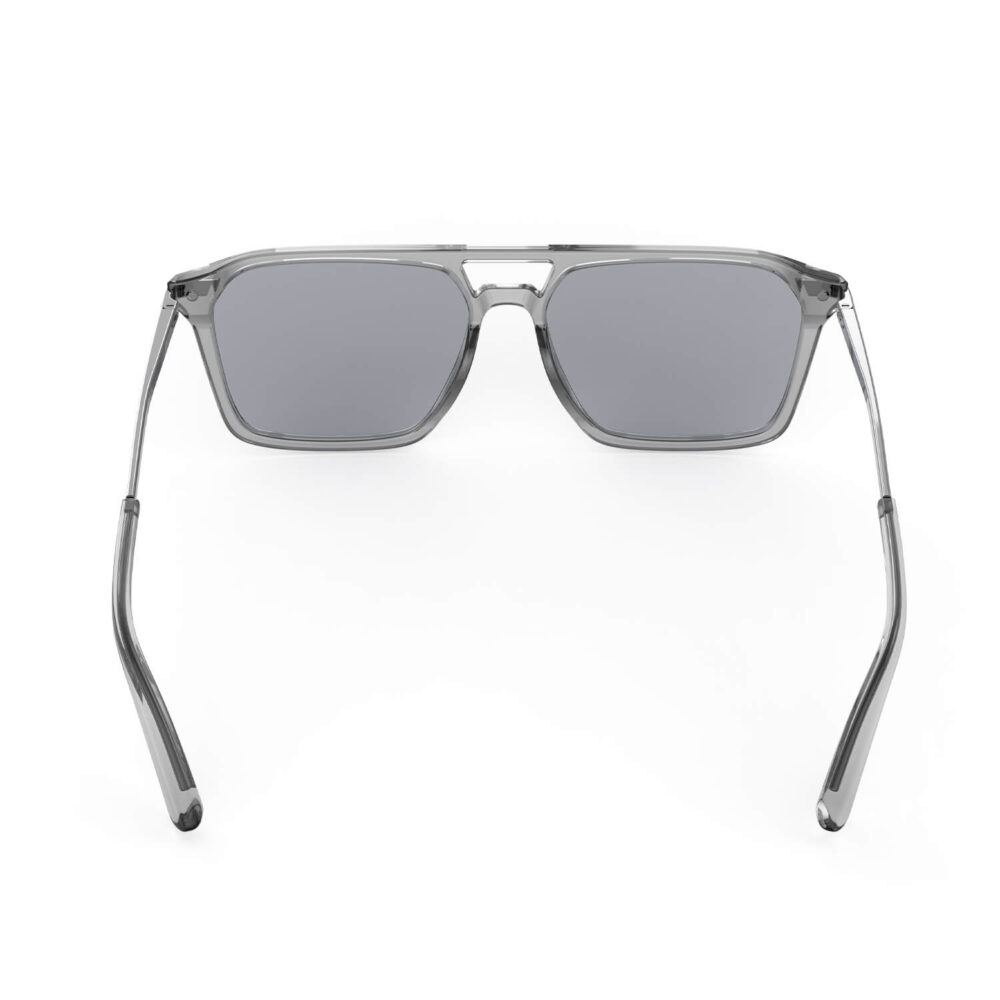 A Back view of Gloojo Square Aviator Blue Light Glasses for Migraine - Gray Gunmetal