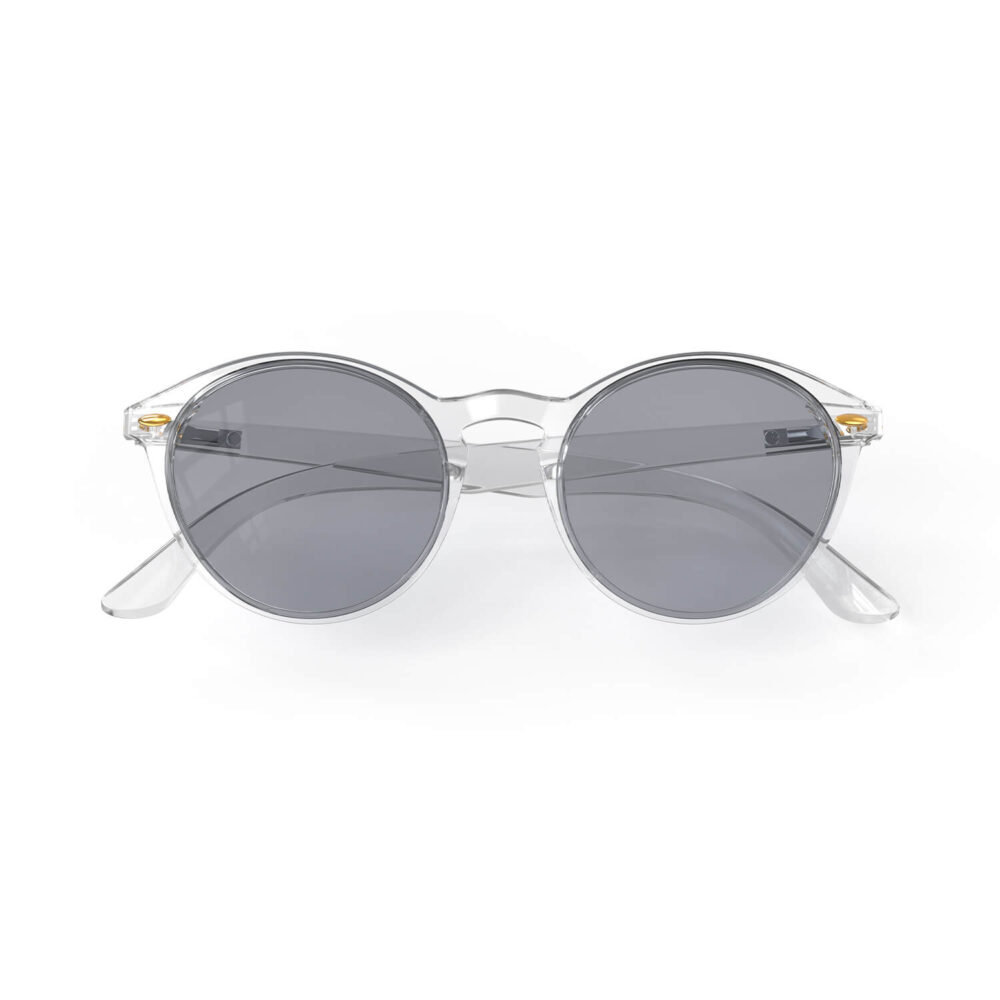 A Folded front view of Gloojo Round Blue Light Glasses for Migraine - Clear