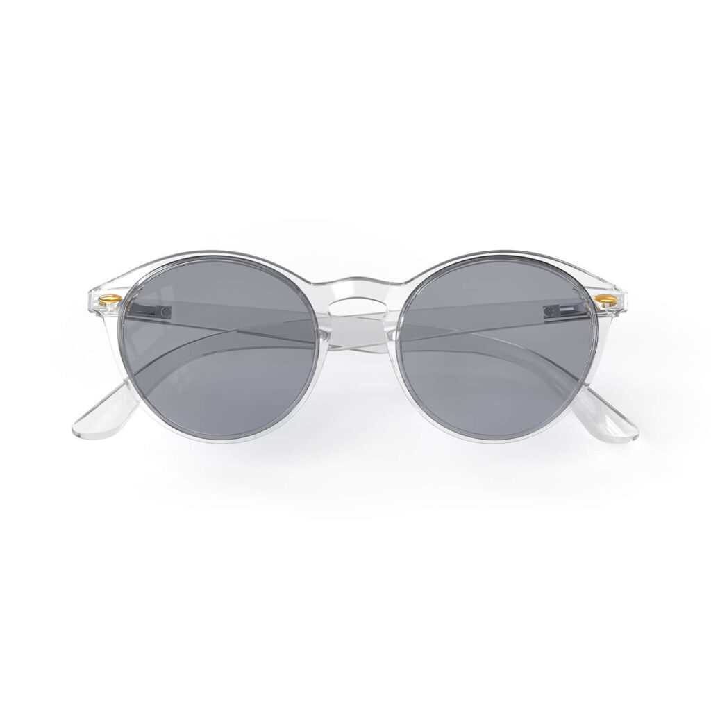 A Folded front view of Gloojo Round Blue Light Glasses for Migraine - Clear