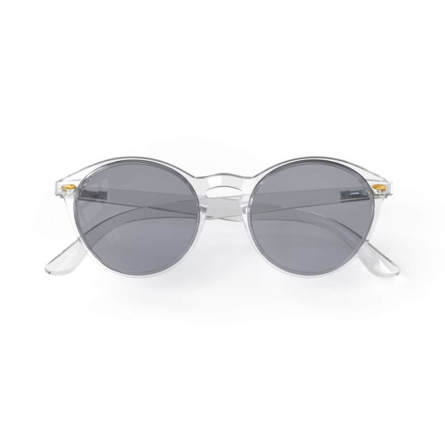 A Folded front view of Gloojo Round Blue Light Glasses for Migraine - Clear