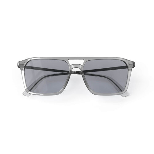 A Folded front view of Gloojo Square Aviator Blue Light Glasses for Migraine - Gray Gunmetal