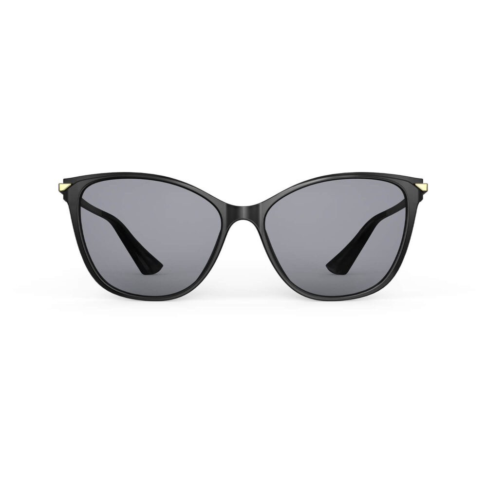 A Front view of Gloojo Light Gray Tint Cat Eye Blue Light Glasses for Migraine - Black
