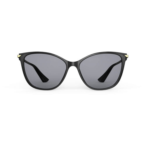 A Front view of Gloojo Light Gray Tint Cat Eye Blue Light Glasses for Migraine - Black